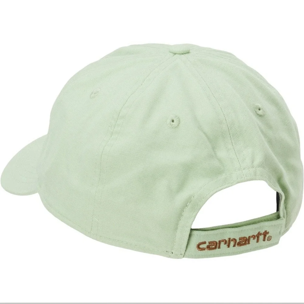 Carhartt G‎ Force Canvas 6 panel Hat Logo Soft Green Adjustable Strapback NWT